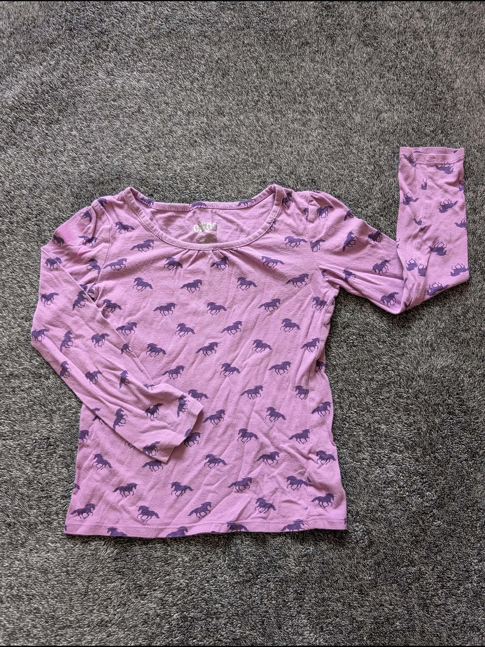 Girls Purple Long Sleeve Top with Purple Unicorn Print